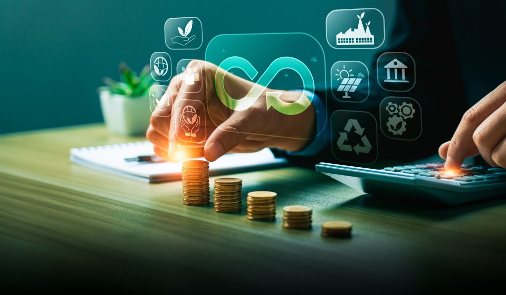 business,professional,calculating,sustainable,investments,with,a,focus,on,circular